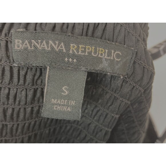 Banana Republic Women’s Maxi Dress Size S Black White Tropical Tiered High Waist - Picture 5 of 6